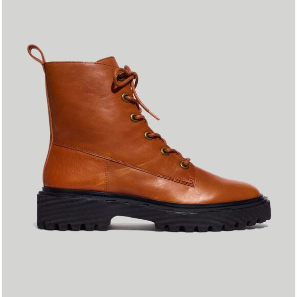 Madewell The Rayna Lace-Up Boot English Saddle Leather Size 5.5 NIB Combat Boot - Picture 2 of 16